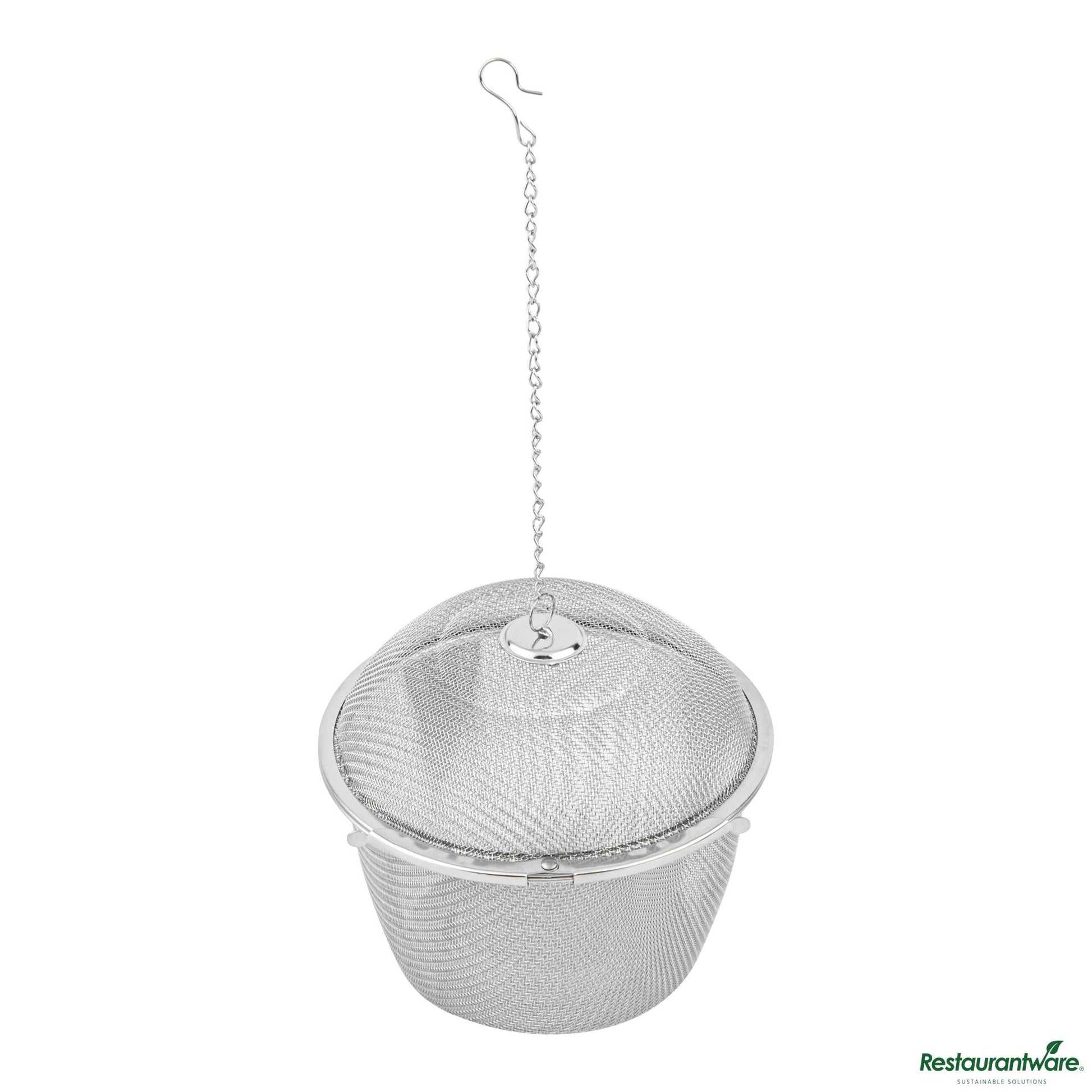 Wholesale Restaurantware Stainless Steel Extra Large Fine Mesh Loose Leaf Tea / Spice Infuser - 4.3"×4.3"×3.5"- Bulk