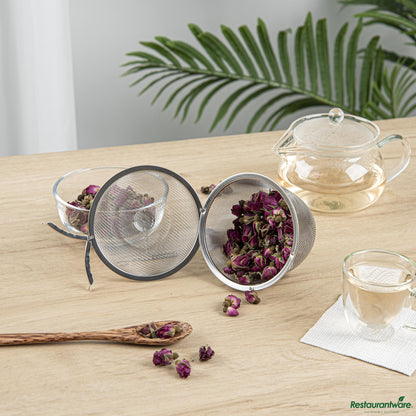 Wholesale Restaurantware Stainless Steel Extra Large Fine Mesh Loose Leaf Tea / Spice Infuser - 4.3"×4.3"×3.5"- Bulk
