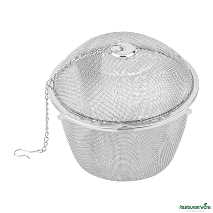 Wholesale Restaurantware Stainless Steel Extra Large Fine Mesh Loose Leaf Tea / Spice Infuser - 4.3"×4.3"×3.5"- Bulk