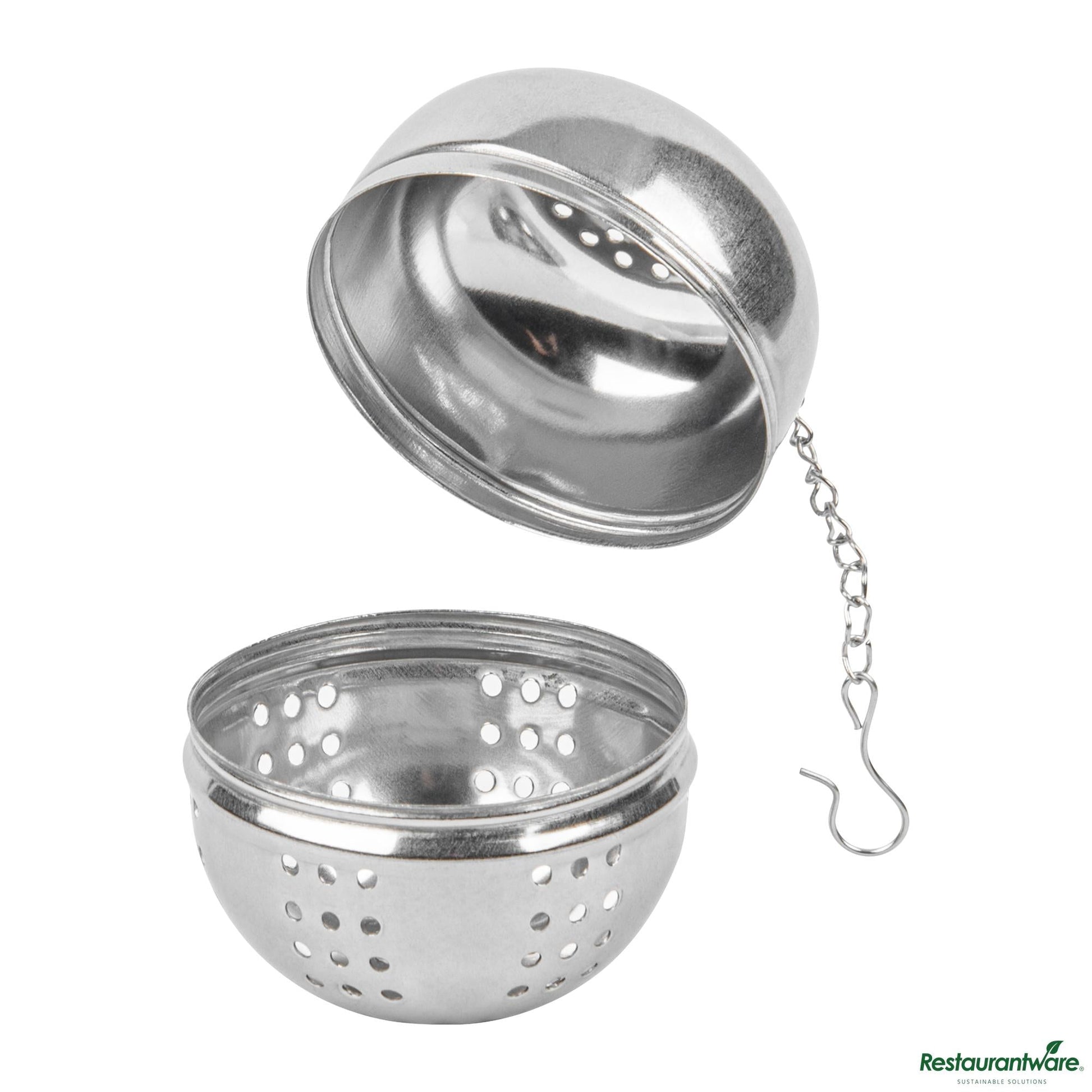 Wholesale Restaurantware Stainless Steel Loose Leaf Tea Ball Infuser - with Chain - 2.2"×2.2"×2.3"- Bulk