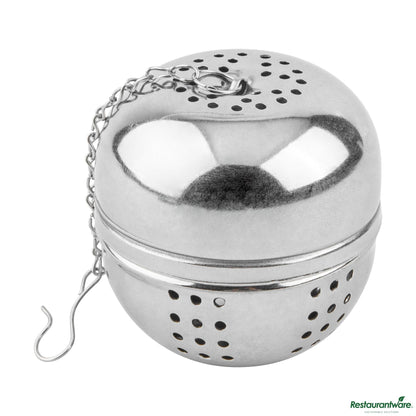 Wholesale Restaurantware Stainless Steel Loose Leaf Tea Ball Infuser - with Chain - 2.2"×2.2"×2.3"- Bulk