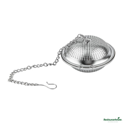Wholesale Restaurantware Stainless Steel Extra Fine Mesh Loose Leaf Tea Infuser - with Chain - 3.2"×3.2"×1.9"- Bulk