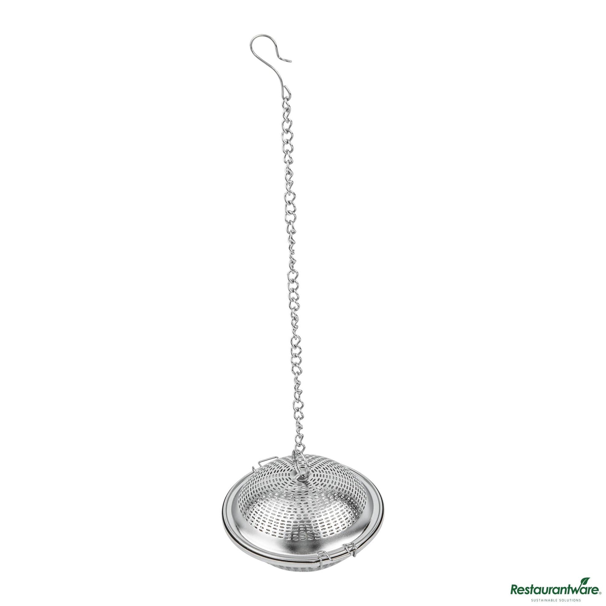 Wholesale Restaurantware Stainless Steel Extra Fine Mesh Loose Leaf Tea Infuser - with Chain - 3.2"×3.2"×1.9"- Bulk