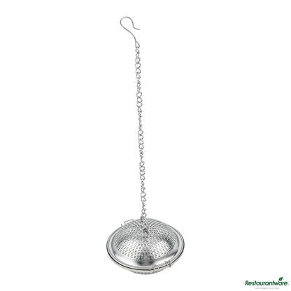Wholesale Restaurantware Stainless Steel Extra Fine Mesh Loose Leaf Tea Infuser - with Chain - 3.2"×3.2"×1.9"- Bulk