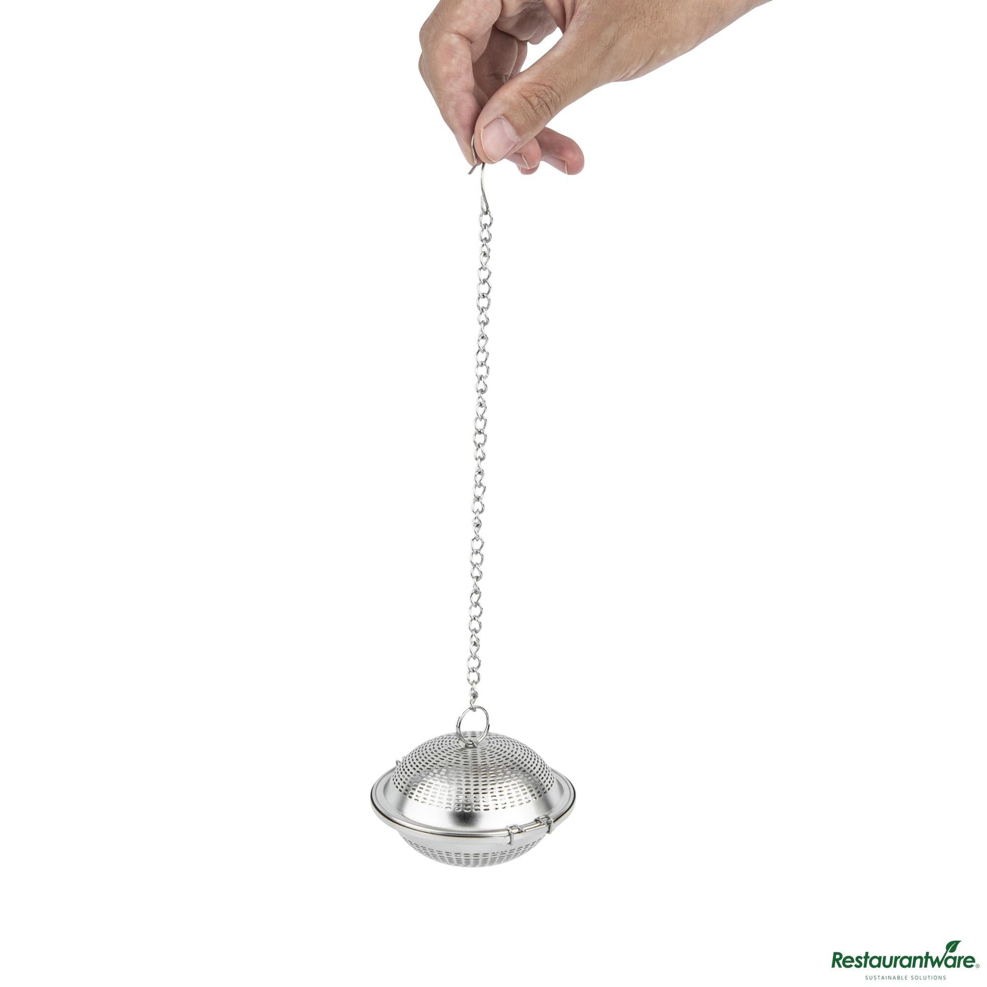 Wholesale Restaurantware Stainless Steel Extra Fine Mesh Loose Leaf Tea Infuser - with Chain - 3.2"×3.2"×1.9"- Bulk