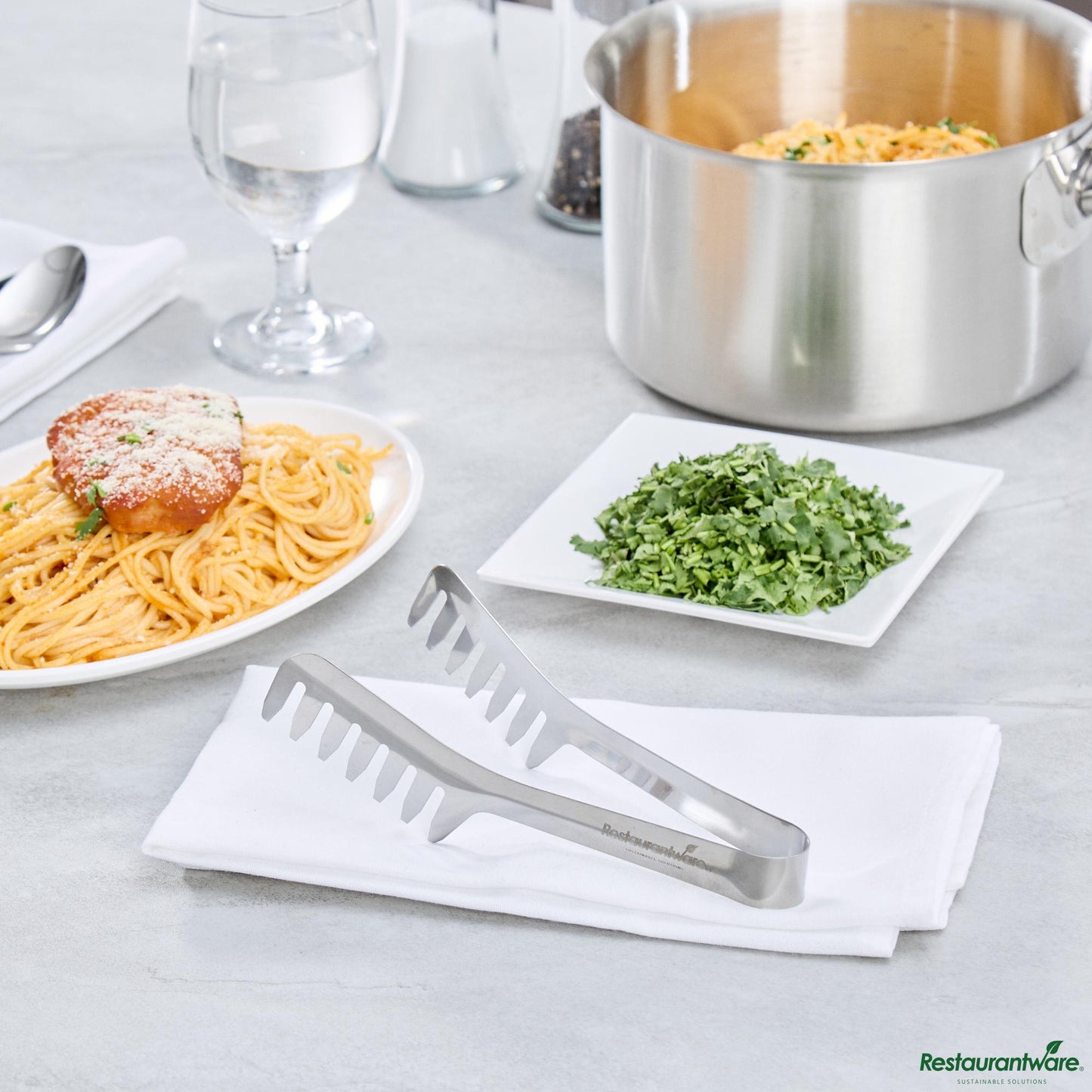 Wholesale Restaurantware Stainless Steel Heavy Weight Spaghetti Tongs - 7.7"×3"×2.4"- Bulk