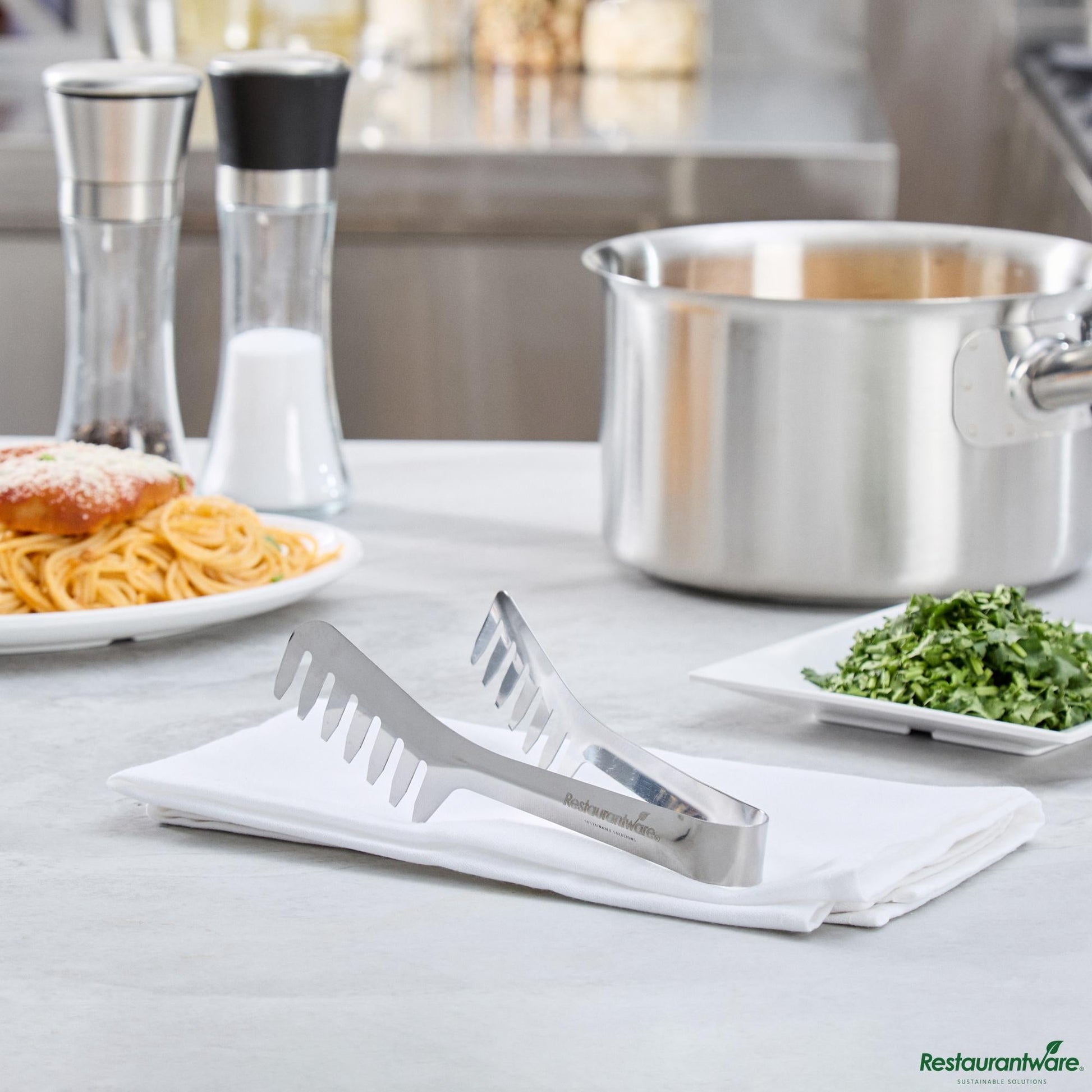 Wholesale Restaurantware Stainless Steel Heavy Weight Spaghetti Tongs - 7.7"×3"×2.4"- Bulk