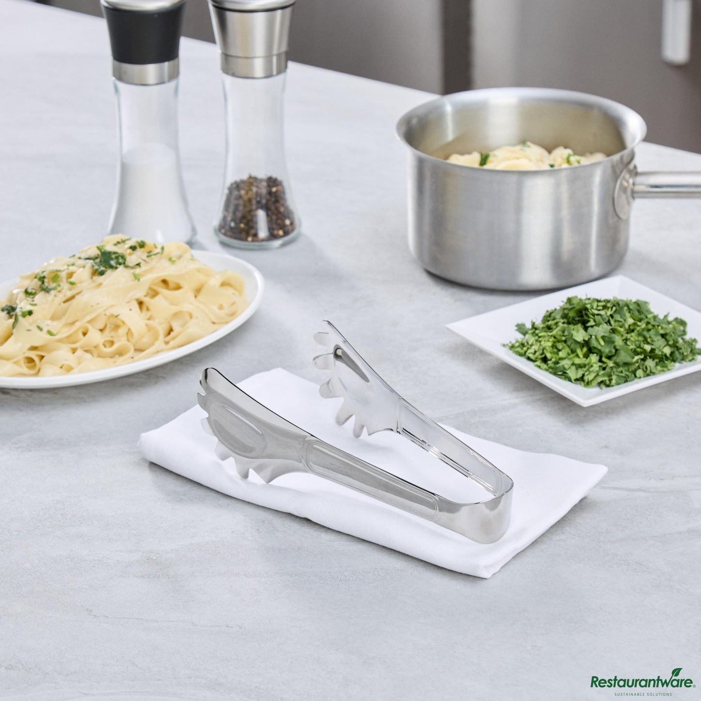 Wholesale Restaurantware Stainless Steel Pasta Tongs - 8.3"×3.8"×2.9"- Bulk