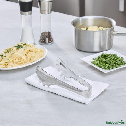 Wholesale Restaurantware Stainless Steel Pasta Tongs - 8.3"×3.8"×2.9"- Bulk