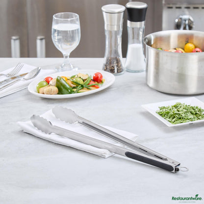 Wholesale Restaurantware Stainless Steel Grilling Tongs - 17.6"×1.4"×1.5"- Bulk