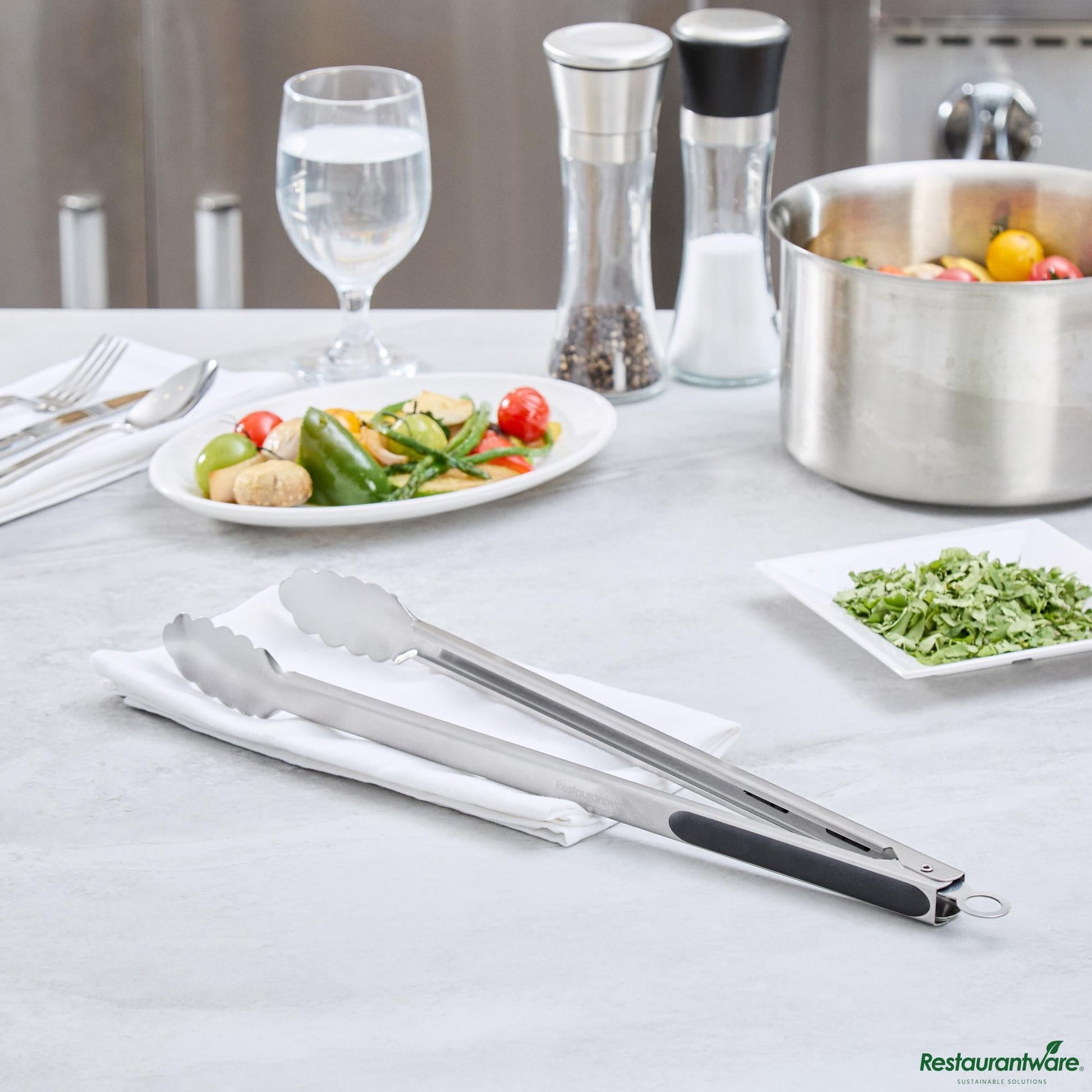 Wholesale Restaurantware Stainless Steel Grilling Tongs - 17.6"×1.4"×1.5"- Bulk