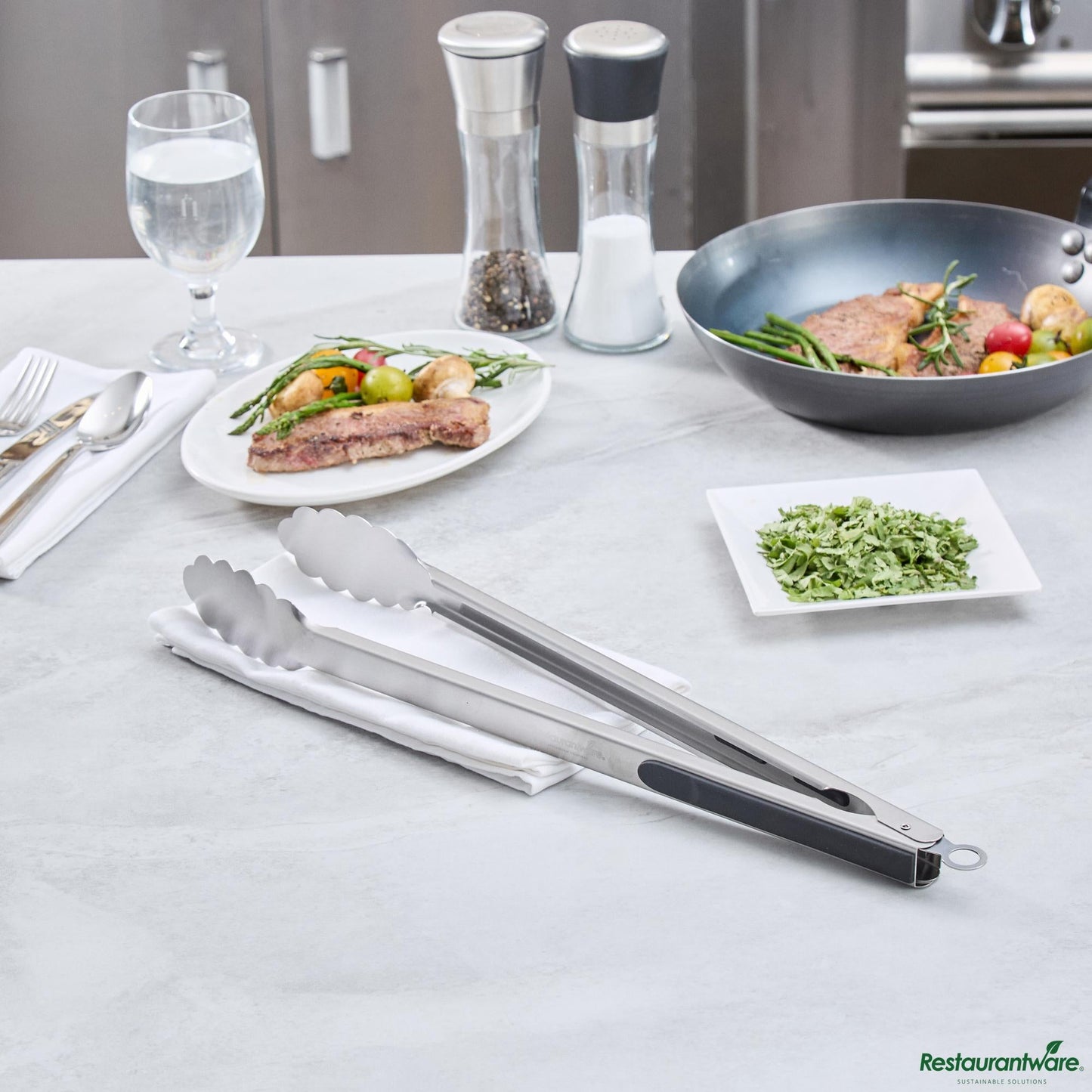 Wholesale Restaurantware Stainless Steel Grilling Tongs - 20.1"×2"×2"- Bulk