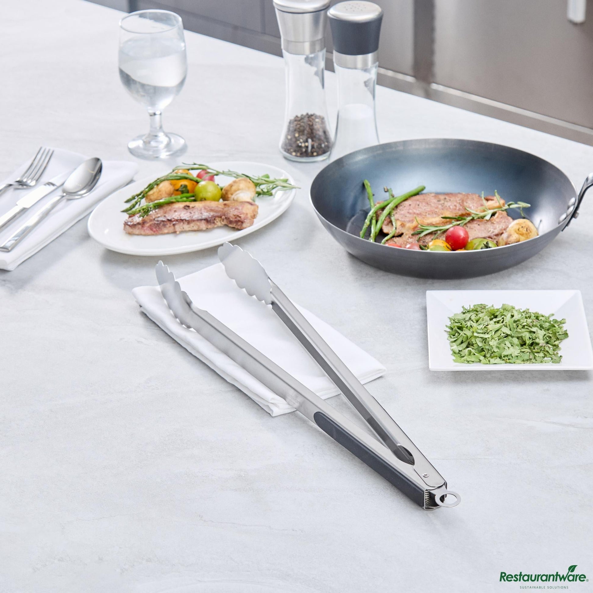 Wholesale Restaurantware Stainless Steel Grilling Tongs - 20.1"×2"×2"- Bulk