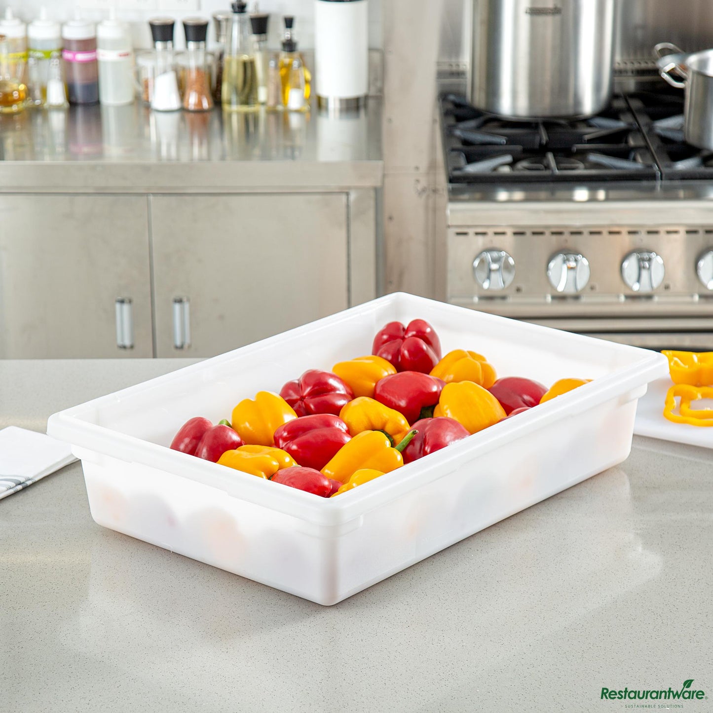 Wholesale Restaurantware Rectangle White Polyethylene Food Storage Box - with Labeling Windows - 26"×18"×6"- Bulk