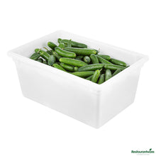 Wholesale Restaurantware Rectangle White Polyethylene Food Storage Box - with Molded-in Handles - 26"×18"×12"- Bulk