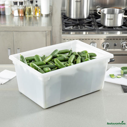 Wholesale Restaurantware Rectangle White Polyethylene Food Storage Box - with Molded-in Handles - 26"×18"×12"- Bulk