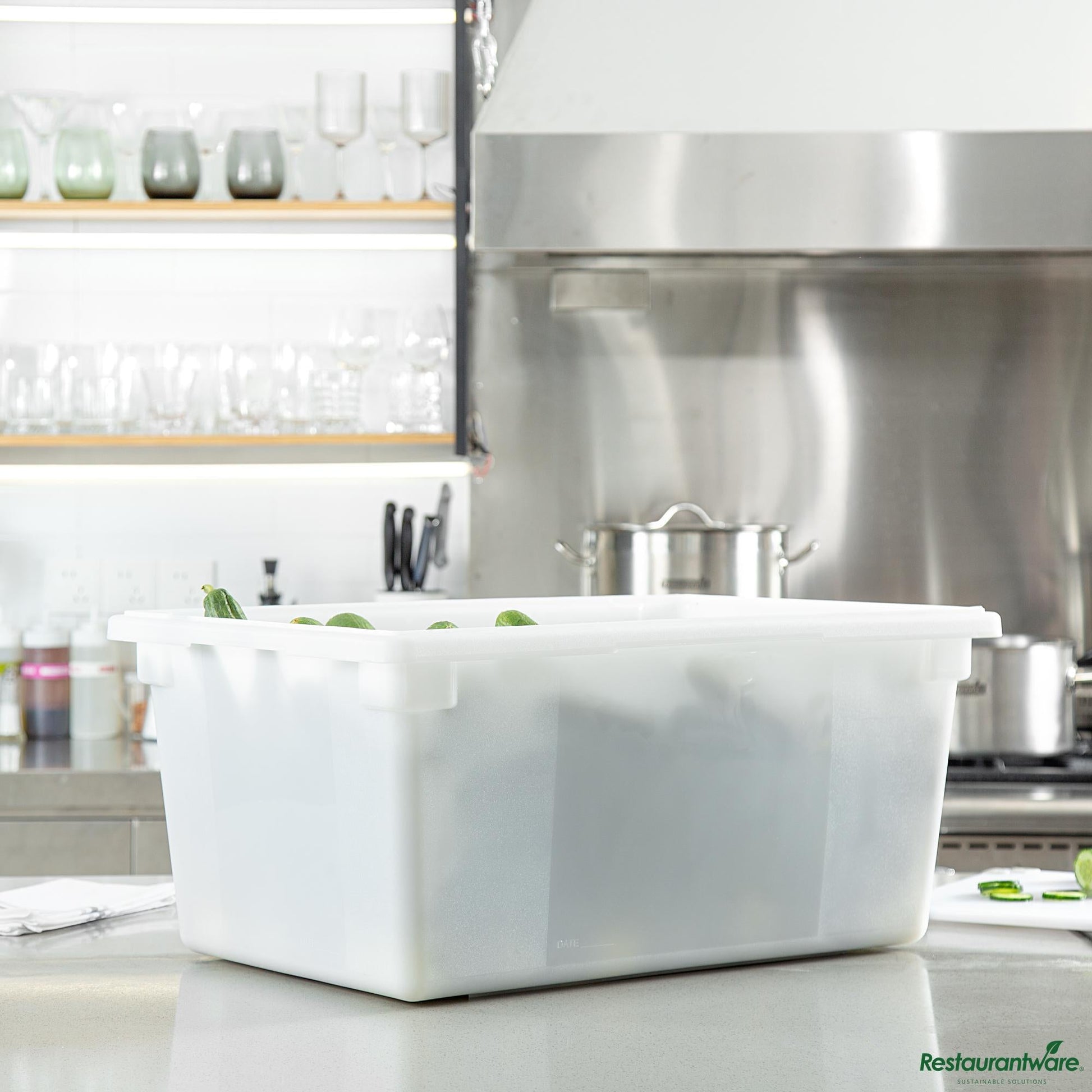 Wholesale Restaurantware Rectangle White Polyethylene Food Storage Box - with Molded-in Handles - 26"×18"×12"- Bulk