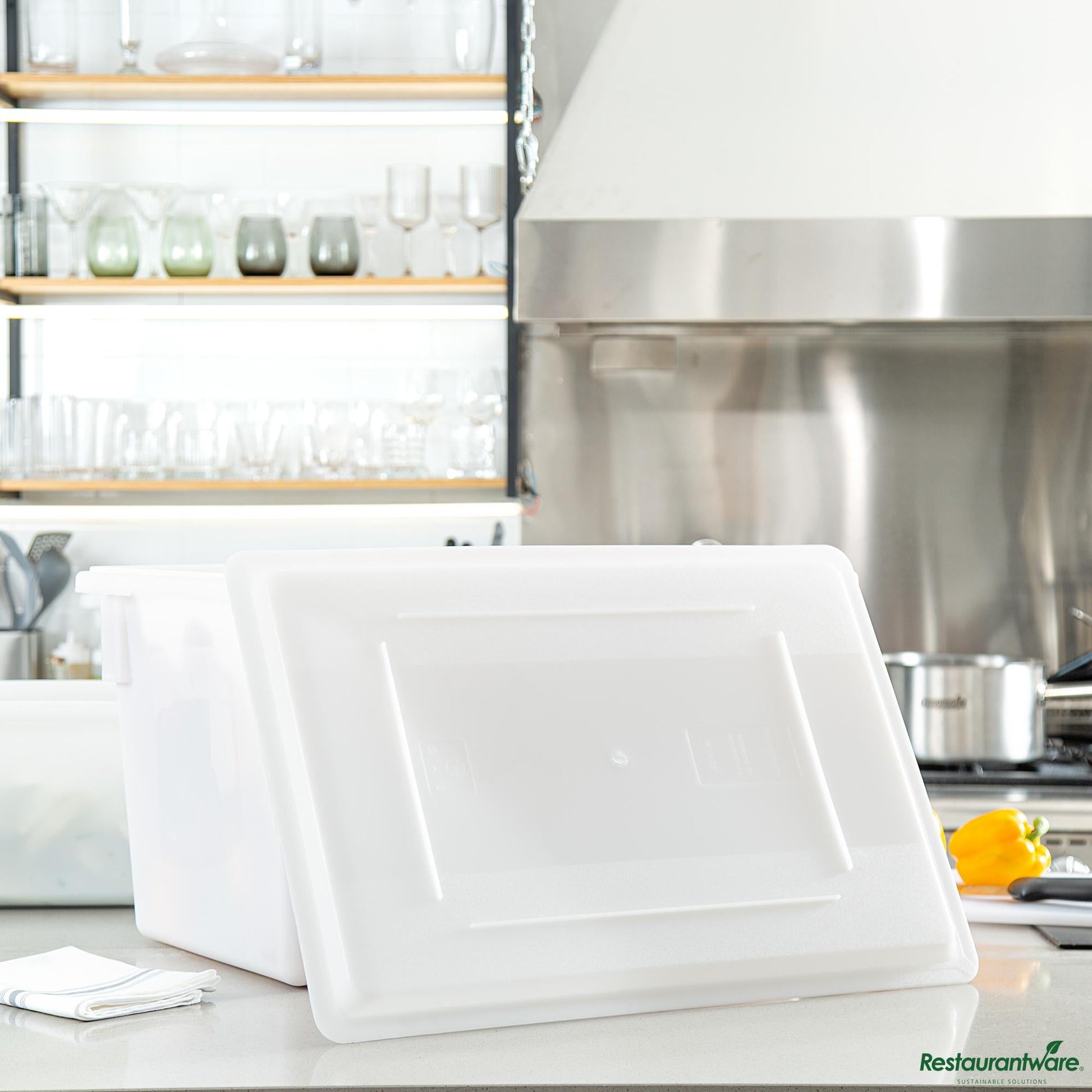 Wholesale Restaurantware Rectangle White Polyethylene Lid - Fits Food Storage Boxes - 26"×18"×1"- Bulk