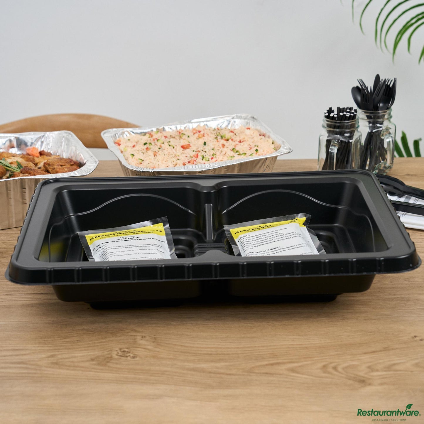 Wholesale Restaurantware Black Plastic Flameless Disposable Food Warming Refill Kit - 22.8"×15"×4.6"- Bulk