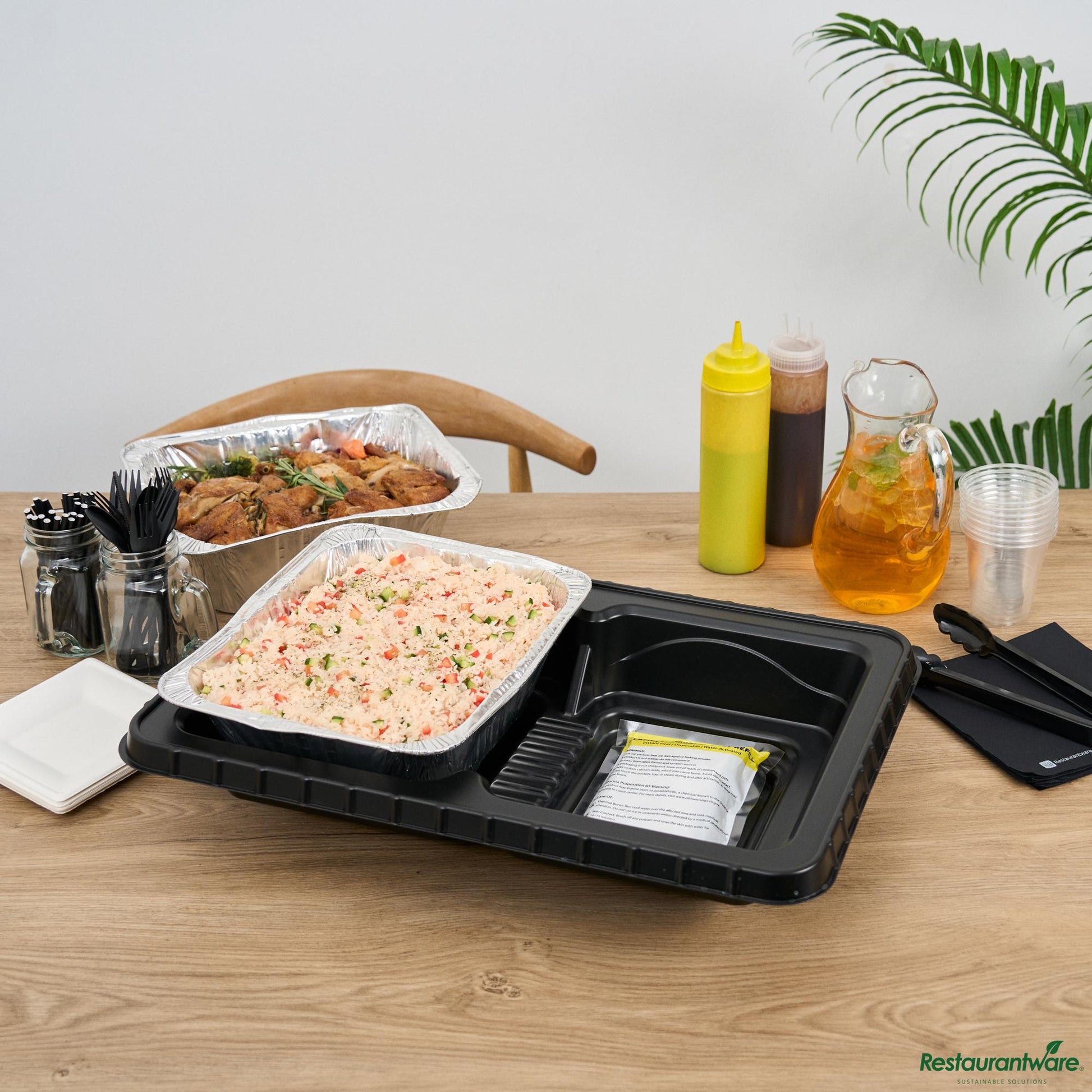 Wholesale Restaurantware Black Plastic Flameless Disposable Food Warming Refill Kit - 22.8"×15"×4.6"- Bulk