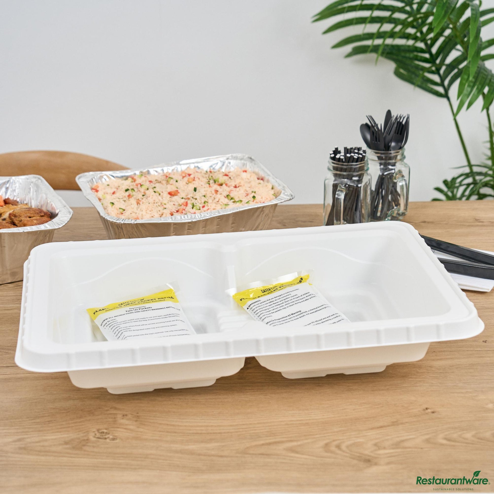 Wholesale Restaurantware White Plastic Flameless Disposable Food Warming Refill Kit - 22.8"×15"×4.6"- Bulk