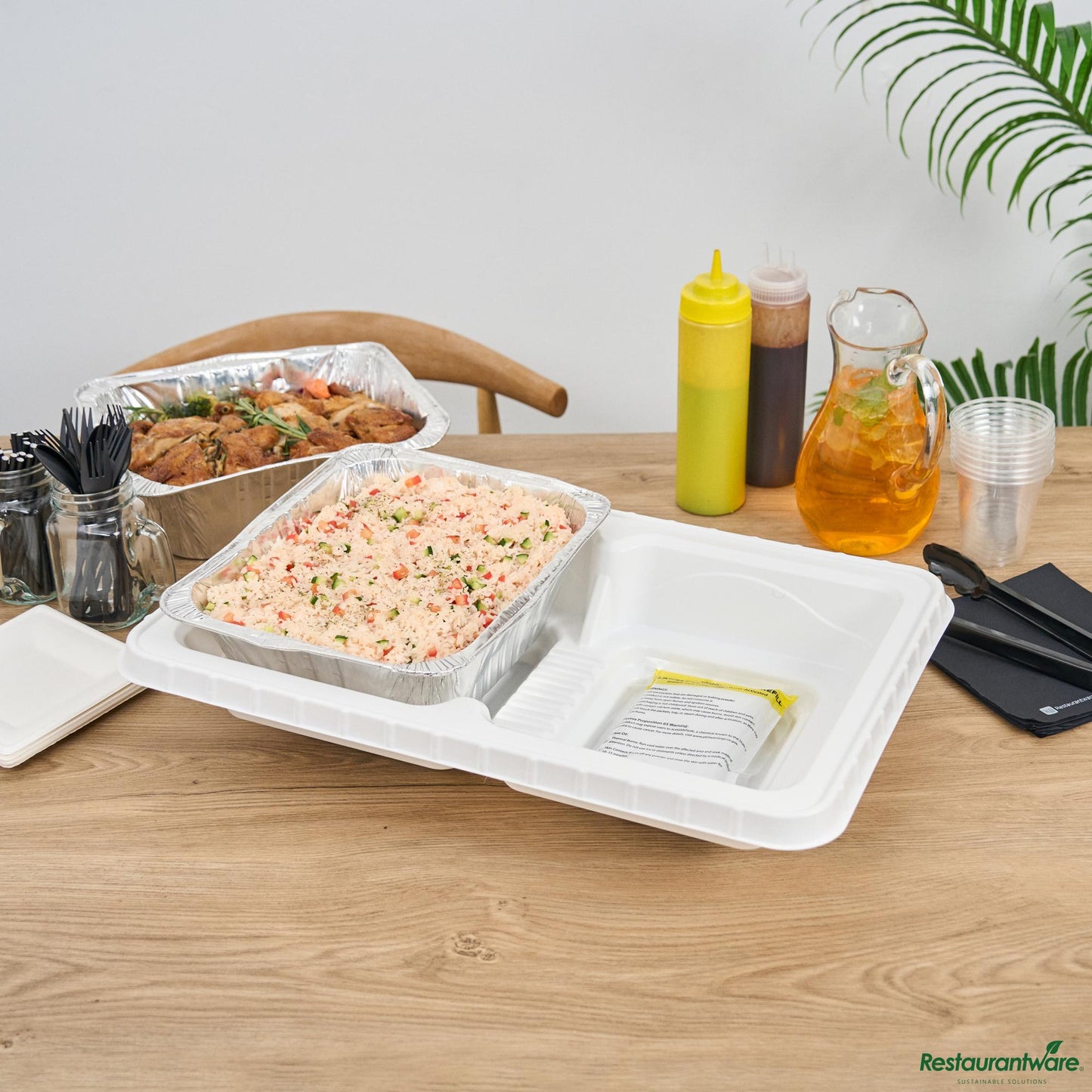 Wholesale Restaurantware White Plastic Flameless Disposable Food Warming Refill Kit - 22.8"×15"×4.6"- Bulk