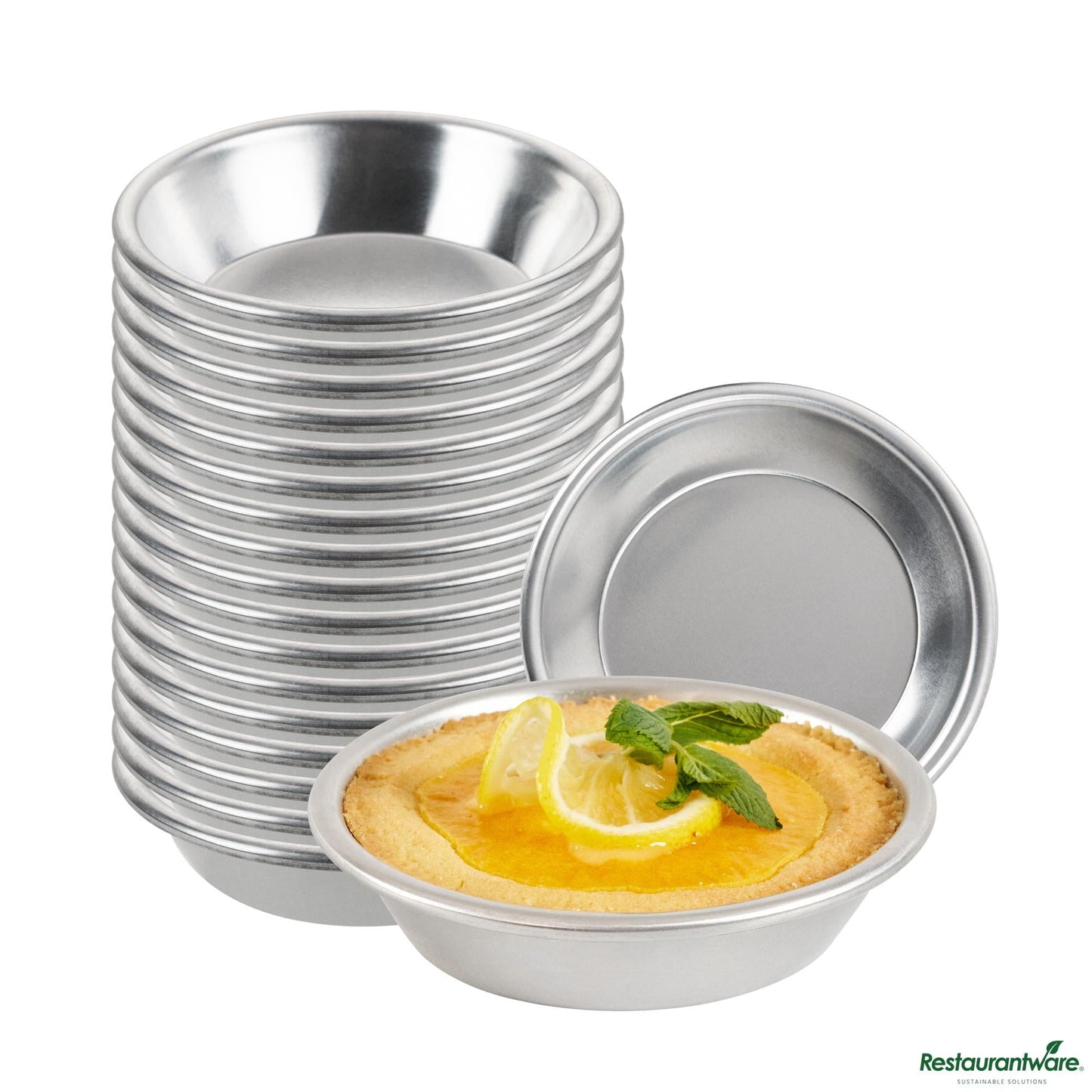 Wholesale Restaurantware 18 Gauge Mini Aluminum Pie Pan - 4.4"×4.4"×1"- Bulk