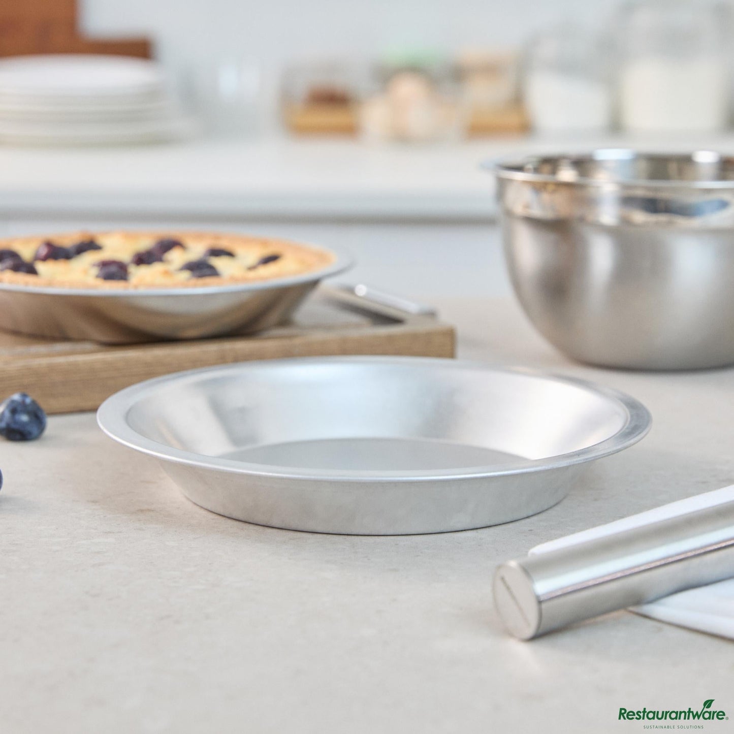 Wholesale Restaurantware 18 Gauge Aluminum Pie Pan - 8.9"×8.9"×1.3"- Bulk