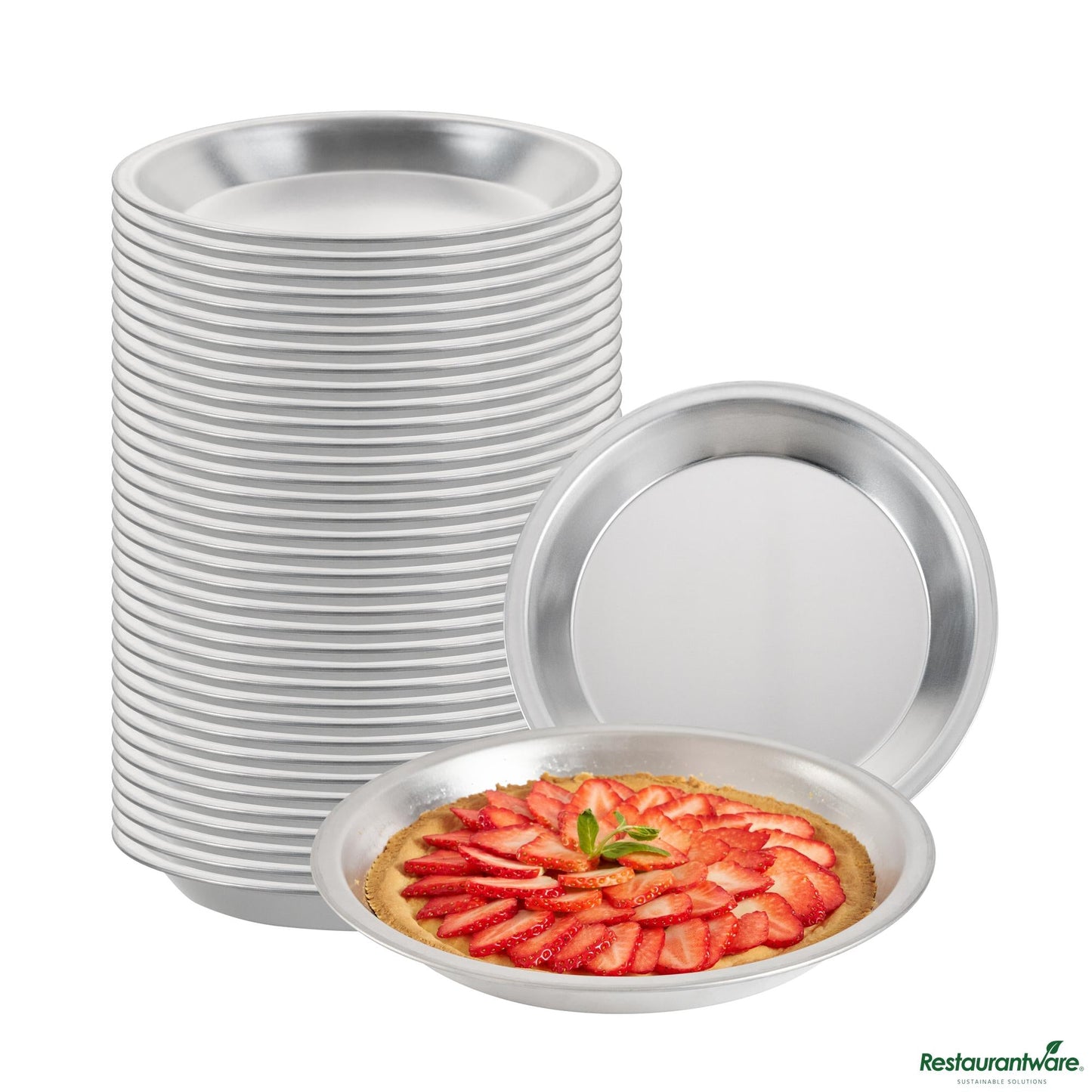 Wholesale Restaurantware 18 Gauge Aluminum Pie Pan - 10.9"×10.9"×1.3"- Bulk