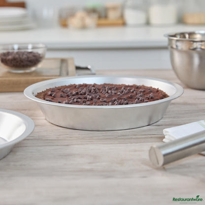 Wholesale Restaurantware 18 Gauge Aluminum Deep Dish Pie Pan - 9.9"×9.9"×1.8"- Bulk