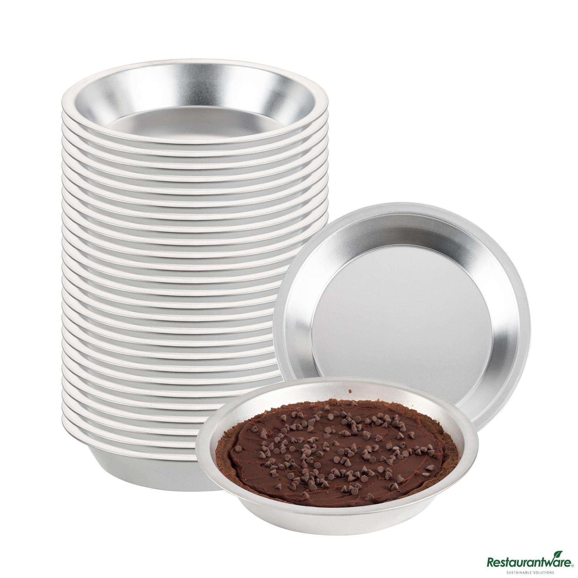 Wholesale Restaurantware 18 Gauge Aluminum Deep Dish Pie Pan - 9.9"×9.9"×1.8"- Bulk