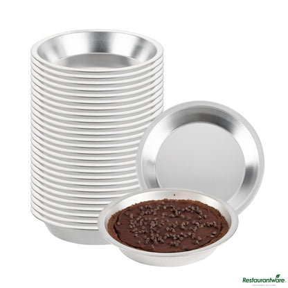Wholesale Restaurantware 18 Gauge Aluminum Deep Dish Pie Pan - 9.9"×9.9"×1.8"- Bulk
