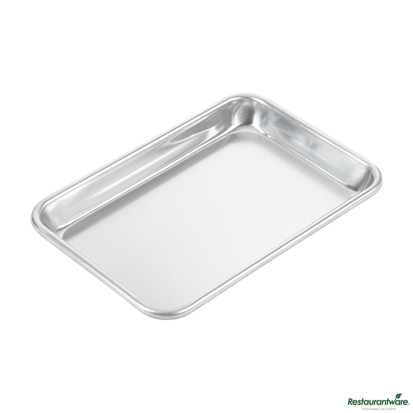 Wholesale Restaurantware 19-Gauge 1/8 Size Aluminum Bun/sheet Pan - Wire-Reinforced Beaded Rim - 9.5"×6.5"×1"- Bulk