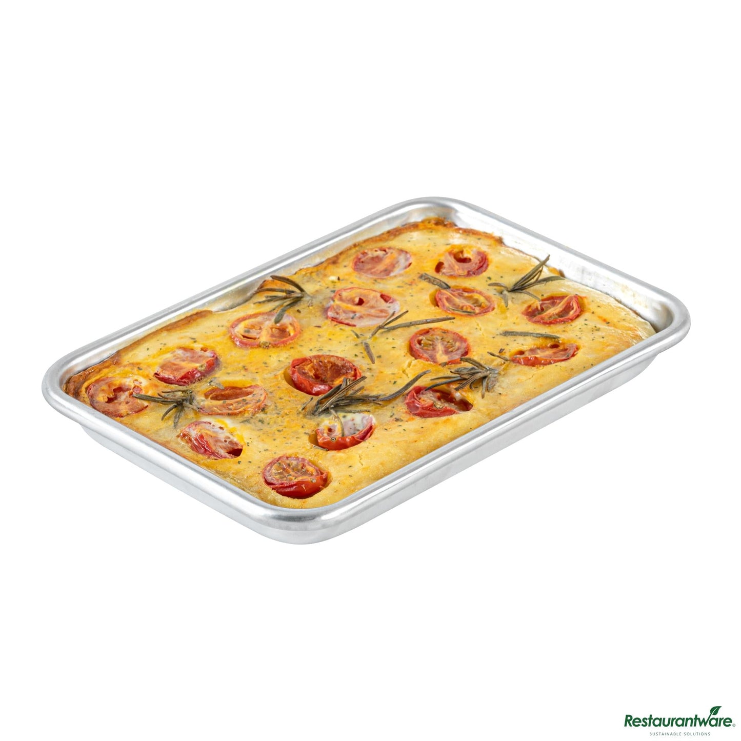 Wholesale Restaurantware 19-Gauge 1/8 Size Aluminum Bun/sheet Pan - Wire-Reinforced Beaded Rim - 9.5"×6.5"×1"- Bulk
