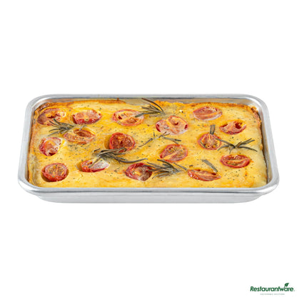 Wholesale Restaurantware 19-Gauge 1/8 Size Aluminum Bun/sheet Pan - Wire-Reinforced Beaded Rim - 9.5"×6.5"×1"- Bulk