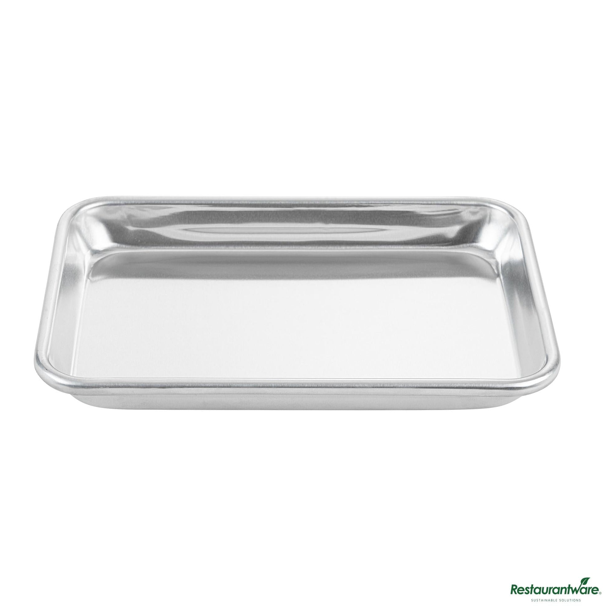 Wholesale Restaurantware 19-Gauge 1/8 Size Aluminum Bun/sheet Pan - Wire-Reinforced Beaded Rim - 9.5"×6.5"×1"- Bulk