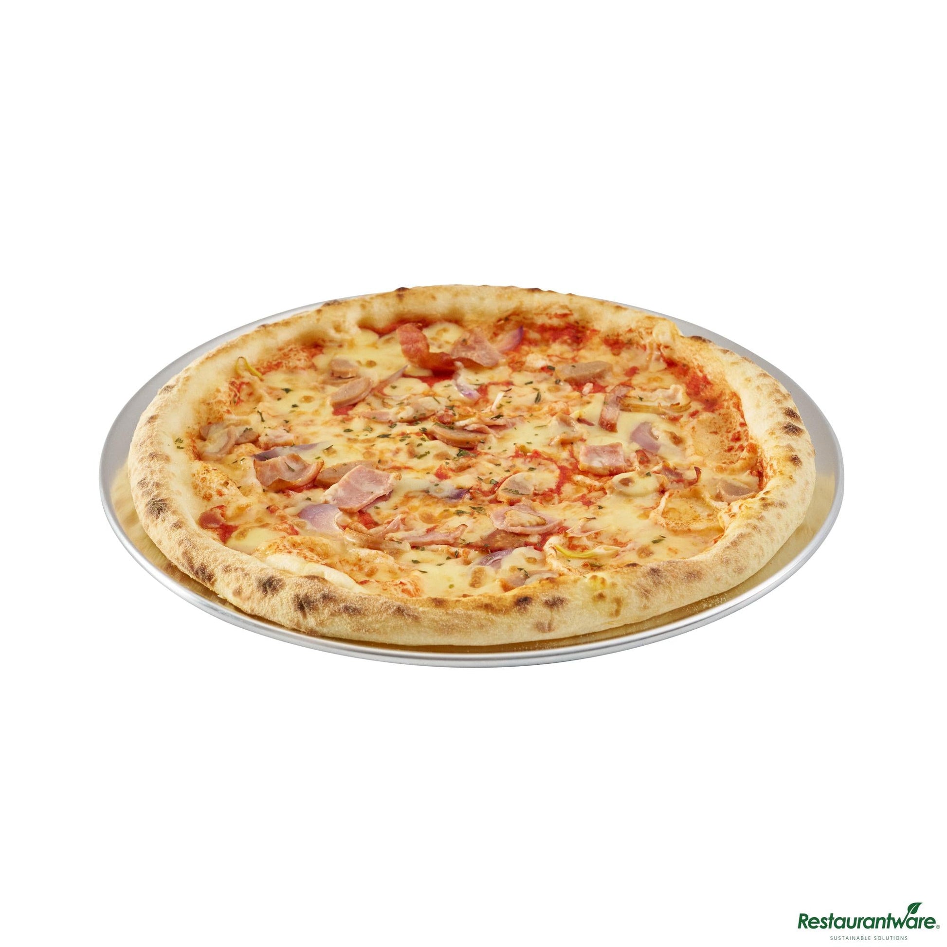 Wholesale Restaurantware Aluminum Wide Rim Pizza Pan - 12"×12"×0.4"- Bulk