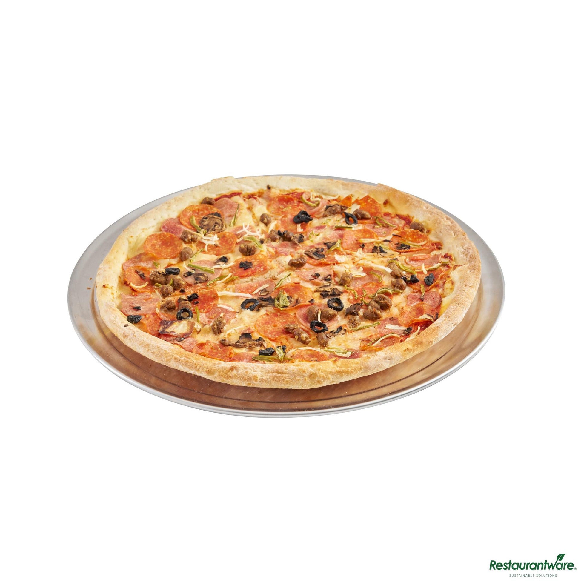 Wholesale Restaurantware Aluminum Wide Rim Pizza Pan - 16"×16"×0.4"- Bulk