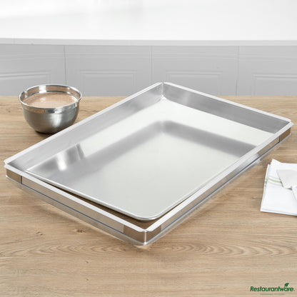 Wholesale Restaurantware Aluminum Full Size Sheet Pan Extender - 25.3"×17.5"×2"- Bulk