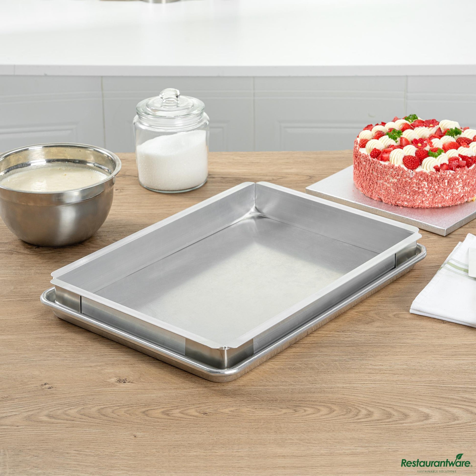Wholesale Restaurantware Aluminum Half Size Sheet Pan Extender - 17.3"×12.4"×2"- Bulk