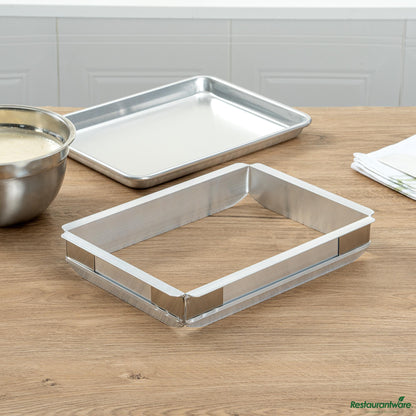 Wholesale Restaurantware Aluminum Quarter Size Sheet Pan Extender - 12.6"×9.2"×2"- Bulk