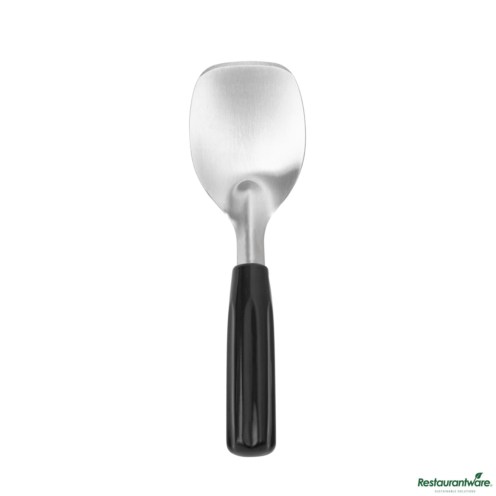 Wholesale Restaurantware Stainless Steel Ice Cream Spade - with Black Handle - 9.3"×2.8"×1.2"- Bulk