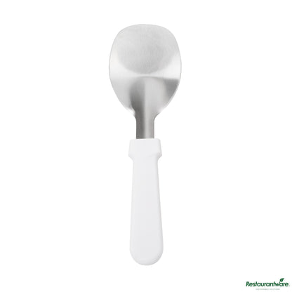 Wholesale Restaurantware Stainless Steel Ice Cream Spade - with White Handle - 9.8"×3"×1.2"- Bulk