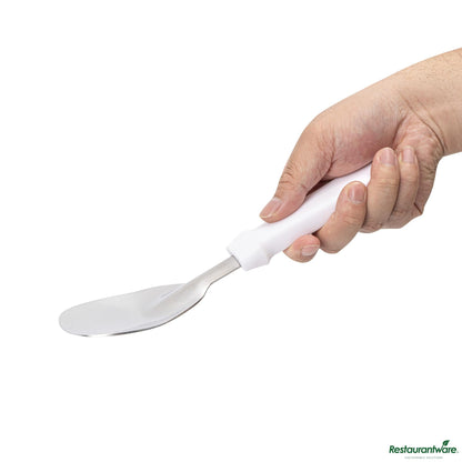 Wholesale Restaurantware Stainless Steel Ice Cream Spade - with White Handle - 9.8"×3"×1.2"- Bulk
