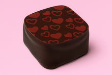 Wholesale Nirvana Bulk case of dark chocolates with red heart stencils, & salted butter filling (approx. 60) 2.2 lb- Bulk