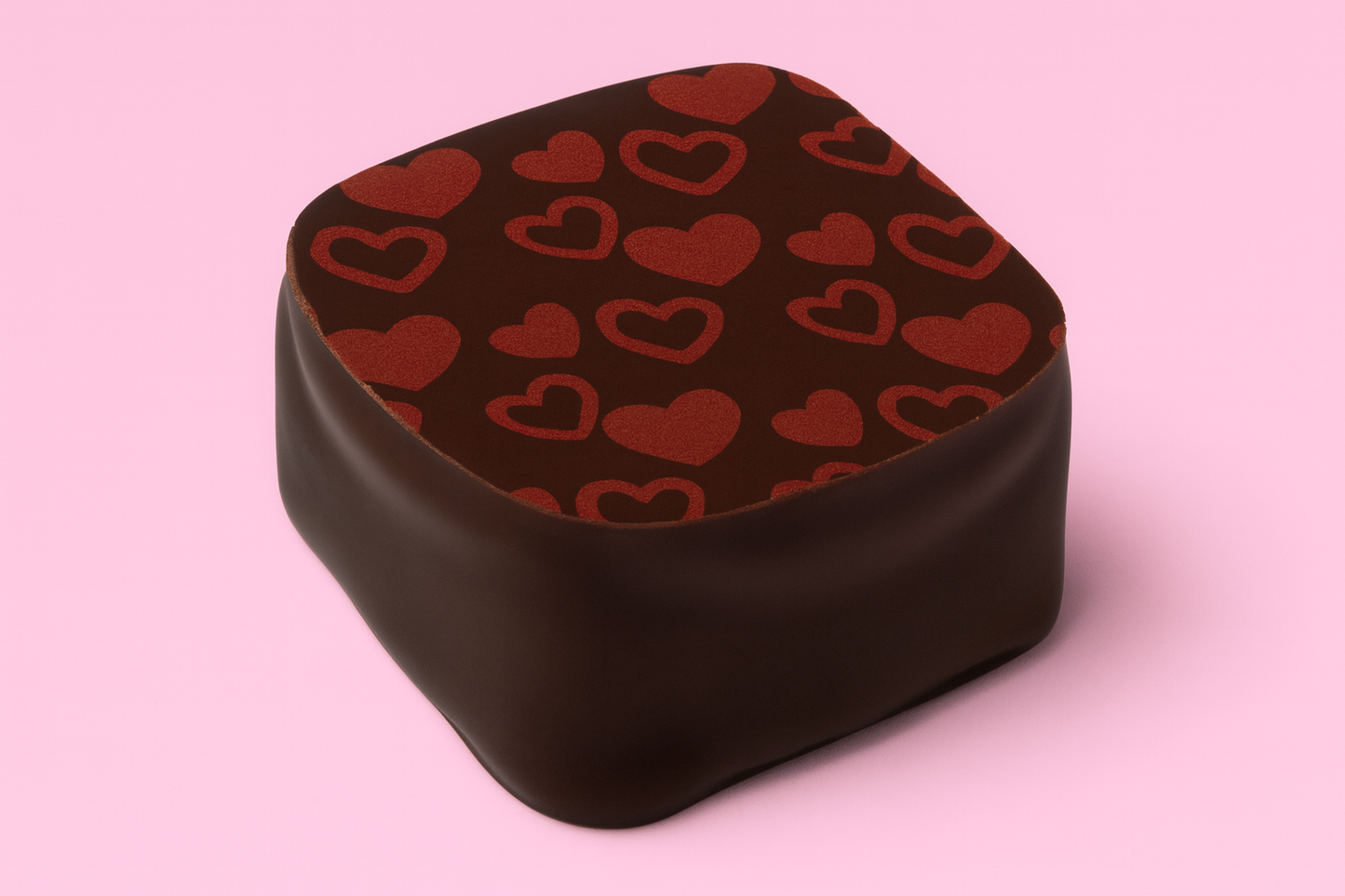 Wholesale Nirvana Bulk Case of Dark Chocolates with Red Heart Stencils and Salted Butter Filling (Approximately Sixty Pieces) 2.2 LB- Bulk