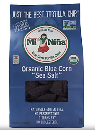 Wholesale Mi Nina Organic Blue Corn Tortilla Chips 12oz Bag- Bulk