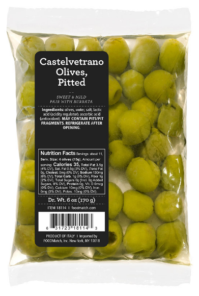 Wholesale Divina Pouches Pitted Castelvetrano Olives 7oz Bag- Bulk