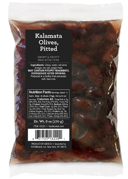 Wholesale Divina Pouches Pitted Kalamata Olives 6oz Bag- Bulk