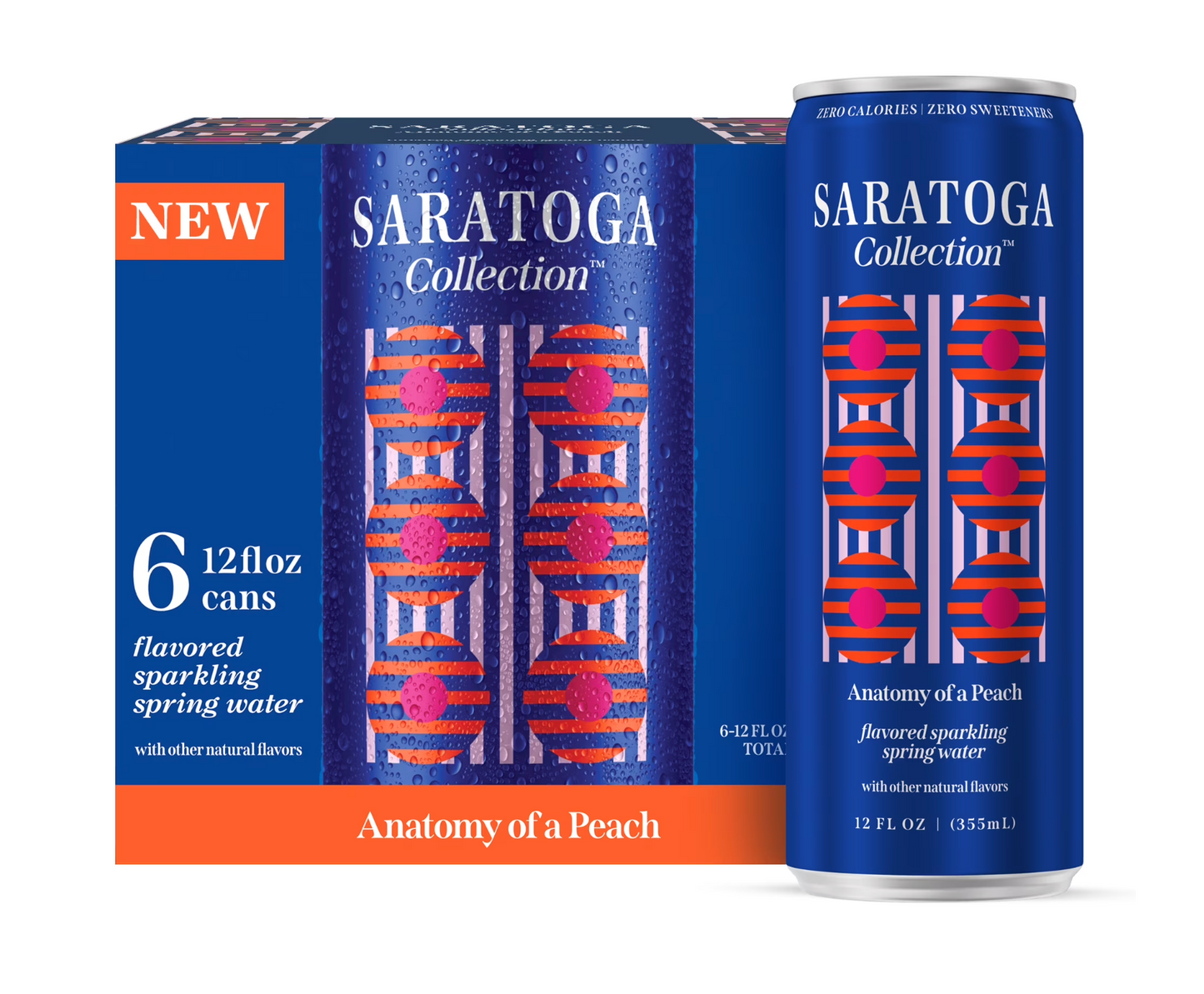 Wholesale Saratoga Collection, Peach Flavored Sparkling Water, Anatomy of a Peach, 12 fl oz (Case of 24)-24ct Case Bulk